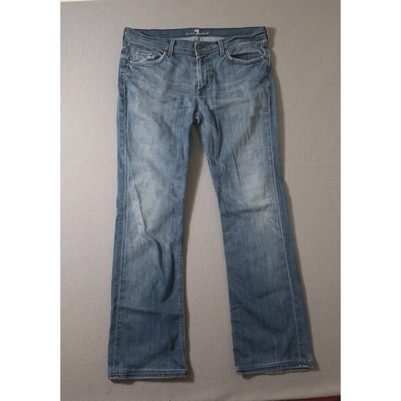 7 For All Mankind Jeans Women 34 Flynt Blue Y2k Streetwear Bootcut Stretch Denim - Picture 1 of 11